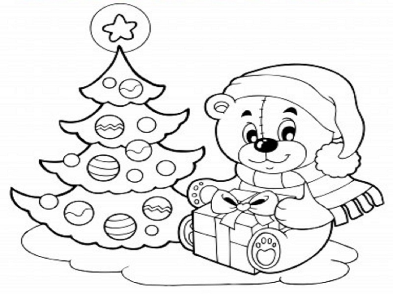 Dessin Ours De Noel  Coloriage ours de Noel à imprimer sur Coloriage