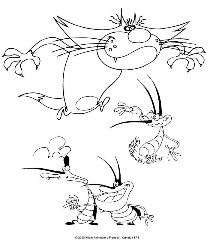 coloriage de oggy et les cafards