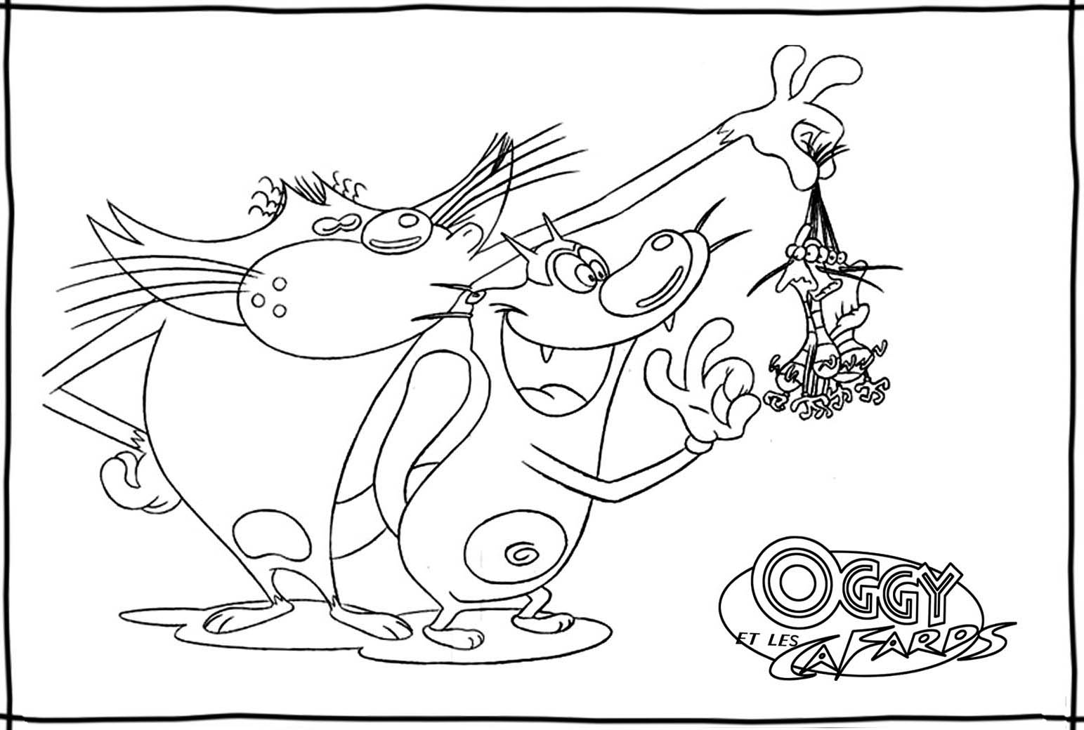 coloriage à dessiner oggy et les cafards gratuit