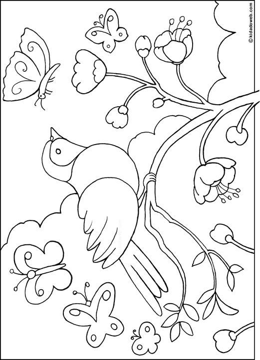 coloriage à dessiner oiseau grue