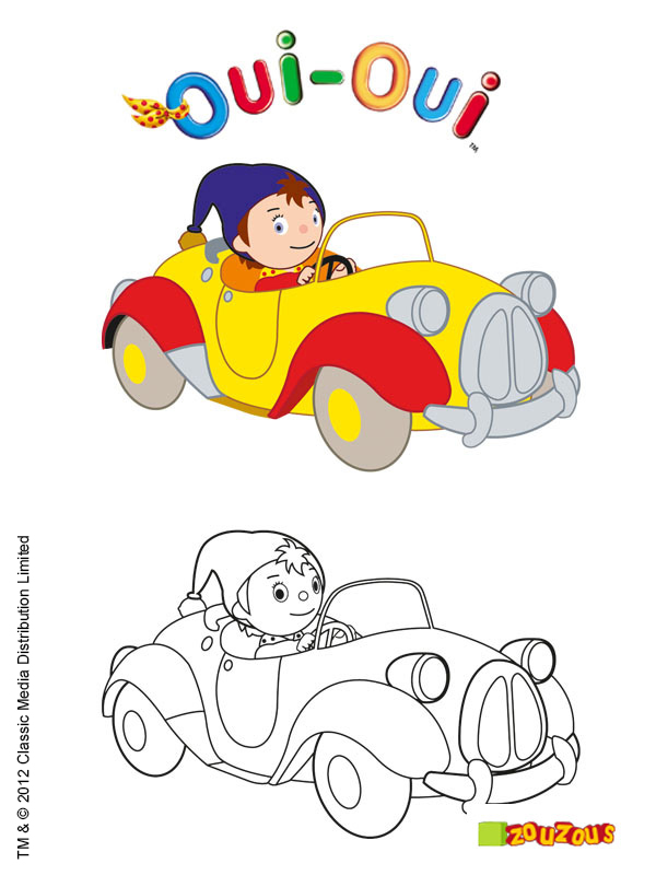 coloriage oui oui voiture