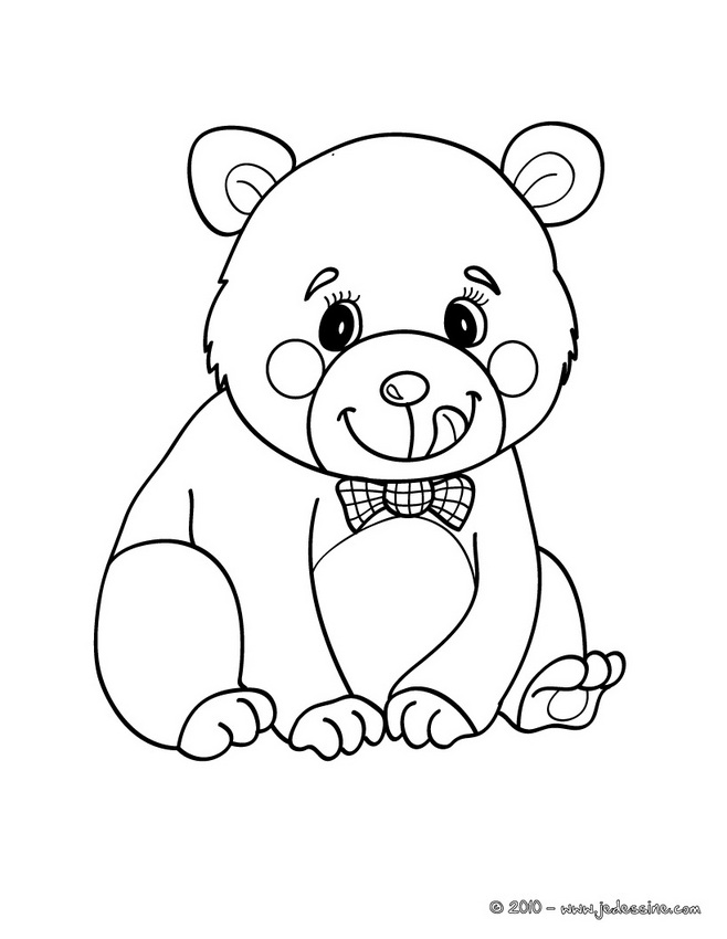 coloriage petit ours brun à l'école