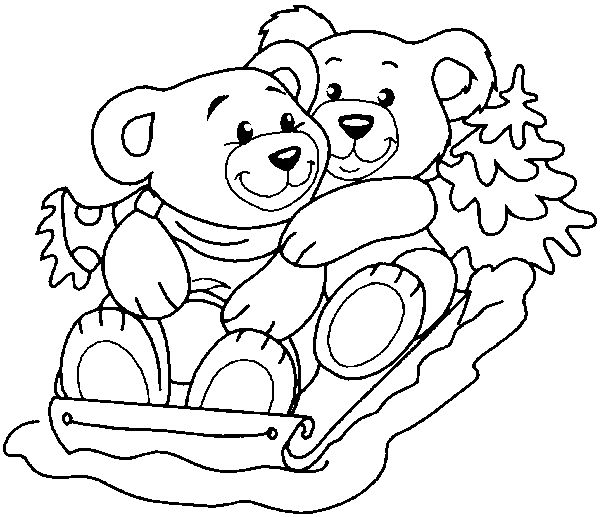 dessin petit ours brun neige