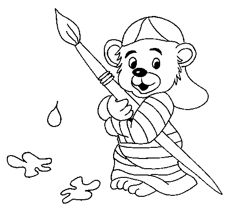 dessin à colorier petit ours brun et sa maman