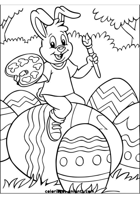 coloriage à dessiner theme paques