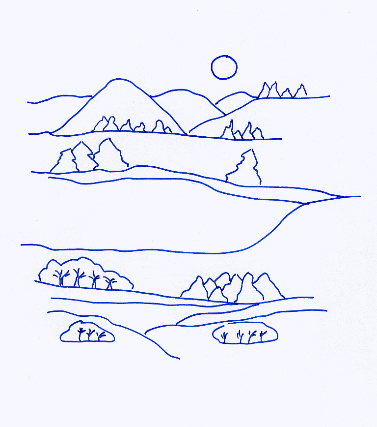 dessin de paysage de chevaux