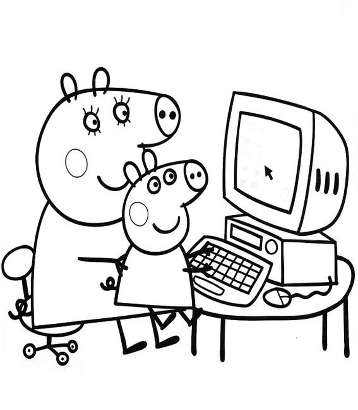 10 dessins de coloriage Peppa Pig Noel à imprimer coloriage peppa pig noel