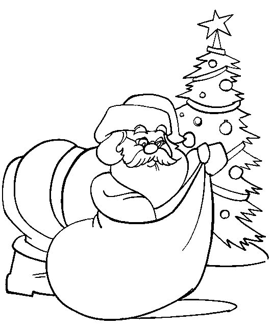 Dessin à Colorier Pere Noel Et Ses Rennes à Imprimer