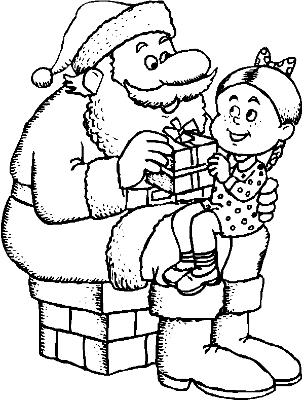 dessin pere noel avec traineau a imprimer