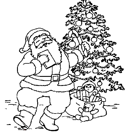 coloriage pere noel et sapin