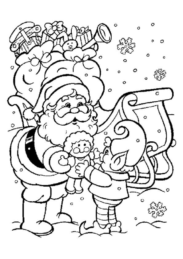 dessin a colorier pere noel avec traineau