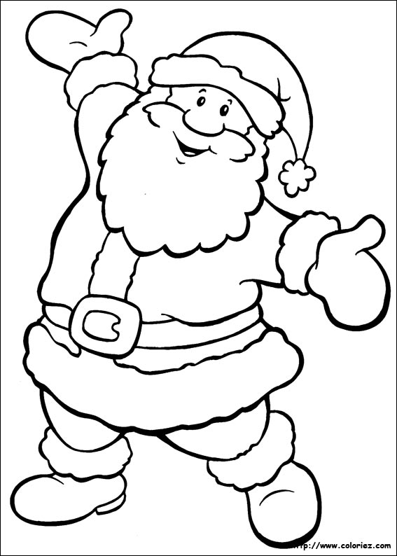 dessin  colorier pere noel avec rennes