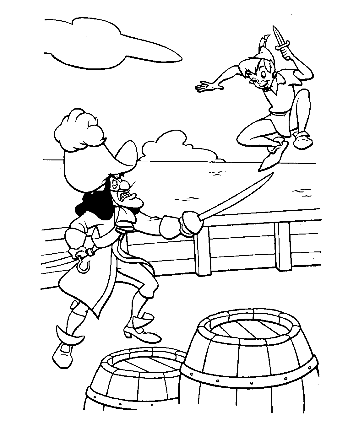 coloriage peter pan et capitaine crochet