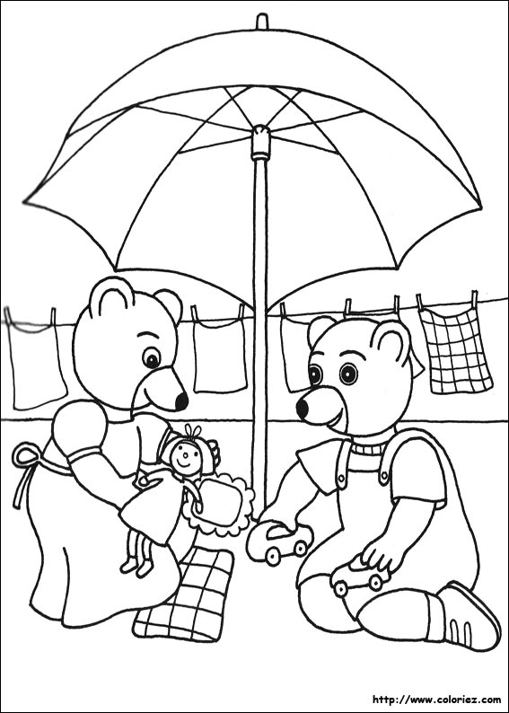 coloriage à dessiner petit ours brun neige