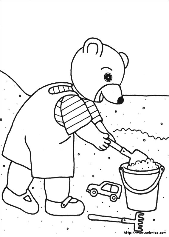 coloriage à dessiner petit ours brun aime l'automne