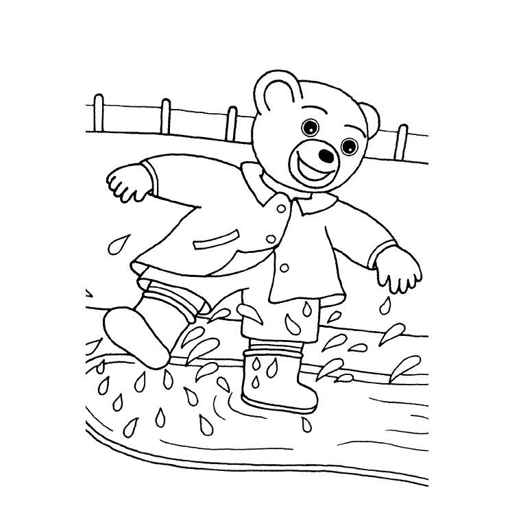 coloriage petit ours brun à la mer