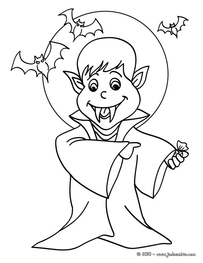 coloriage à dessiner petit vampire