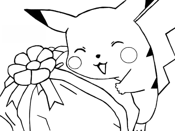 coloriage pikachu mignon