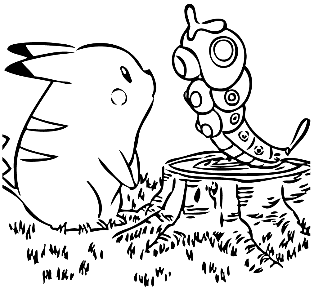 coloriage pikachu et sacha a imprimer