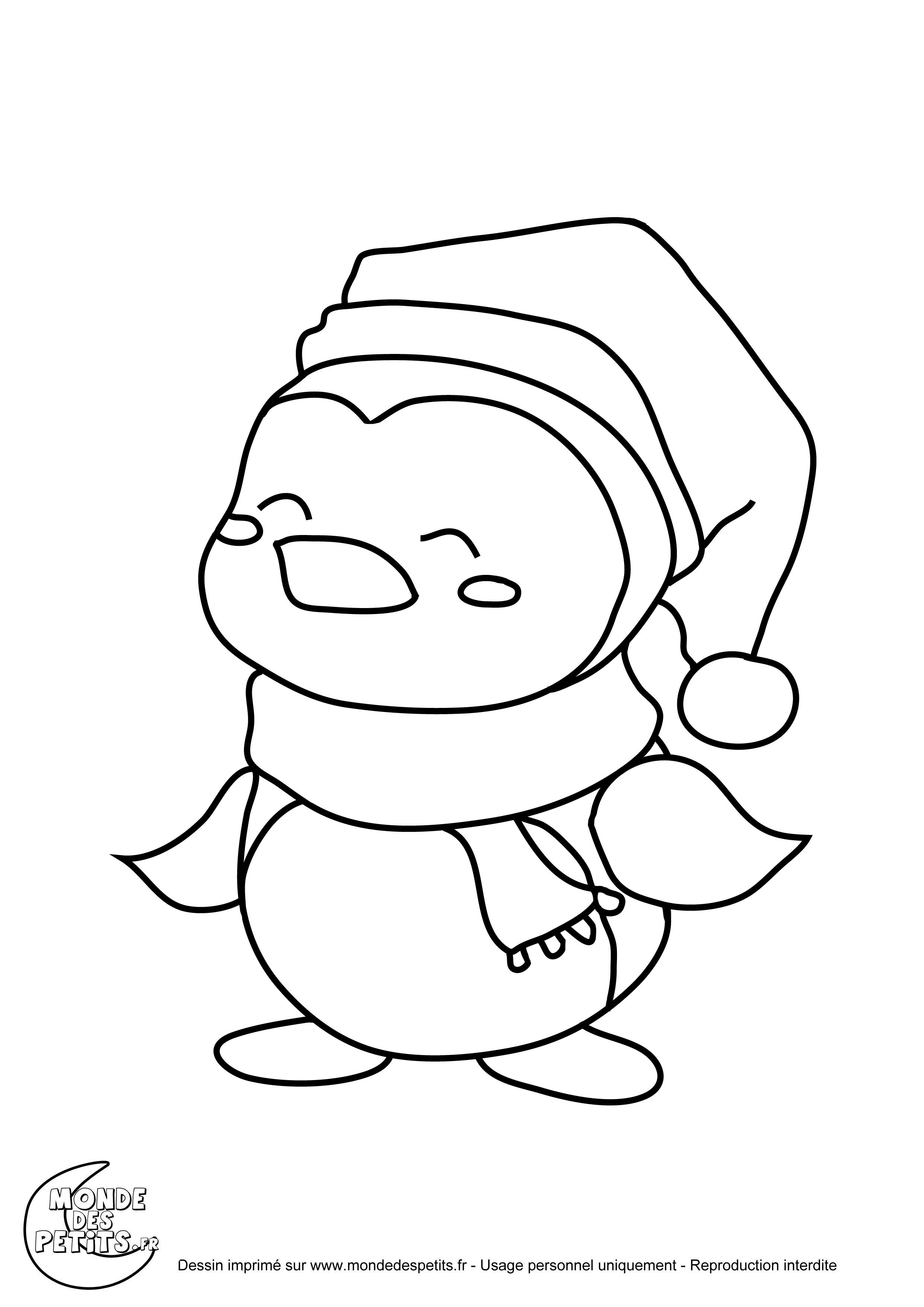 coloriage pingouin de noel