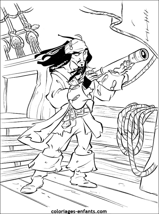 dessin à colorier coffre pirate