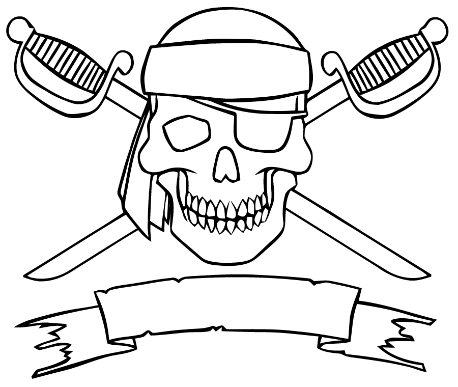 coloriage à dessiner pirate drapeau