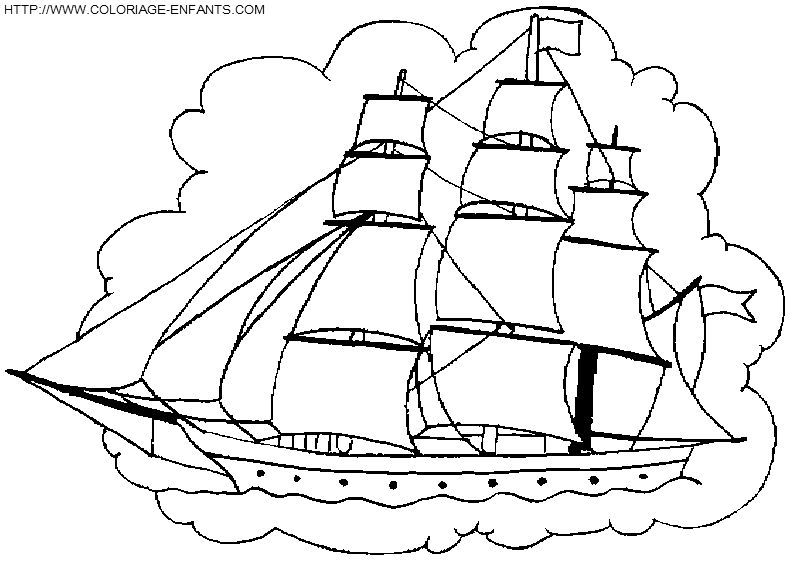 coloriage à dessiner bateau de pirates des caraibes