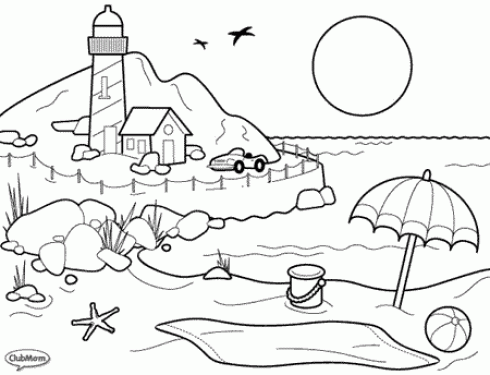 dessin à colorier jeu de plage
