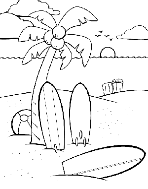 coloriage paysage plage a imprimer