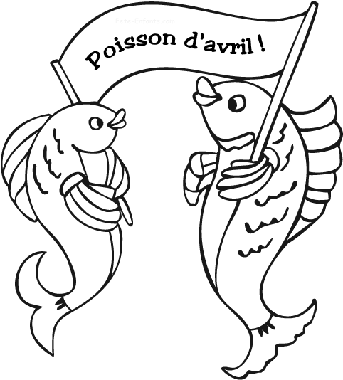 coloriage à dessiner poisson d'avril 2 ans