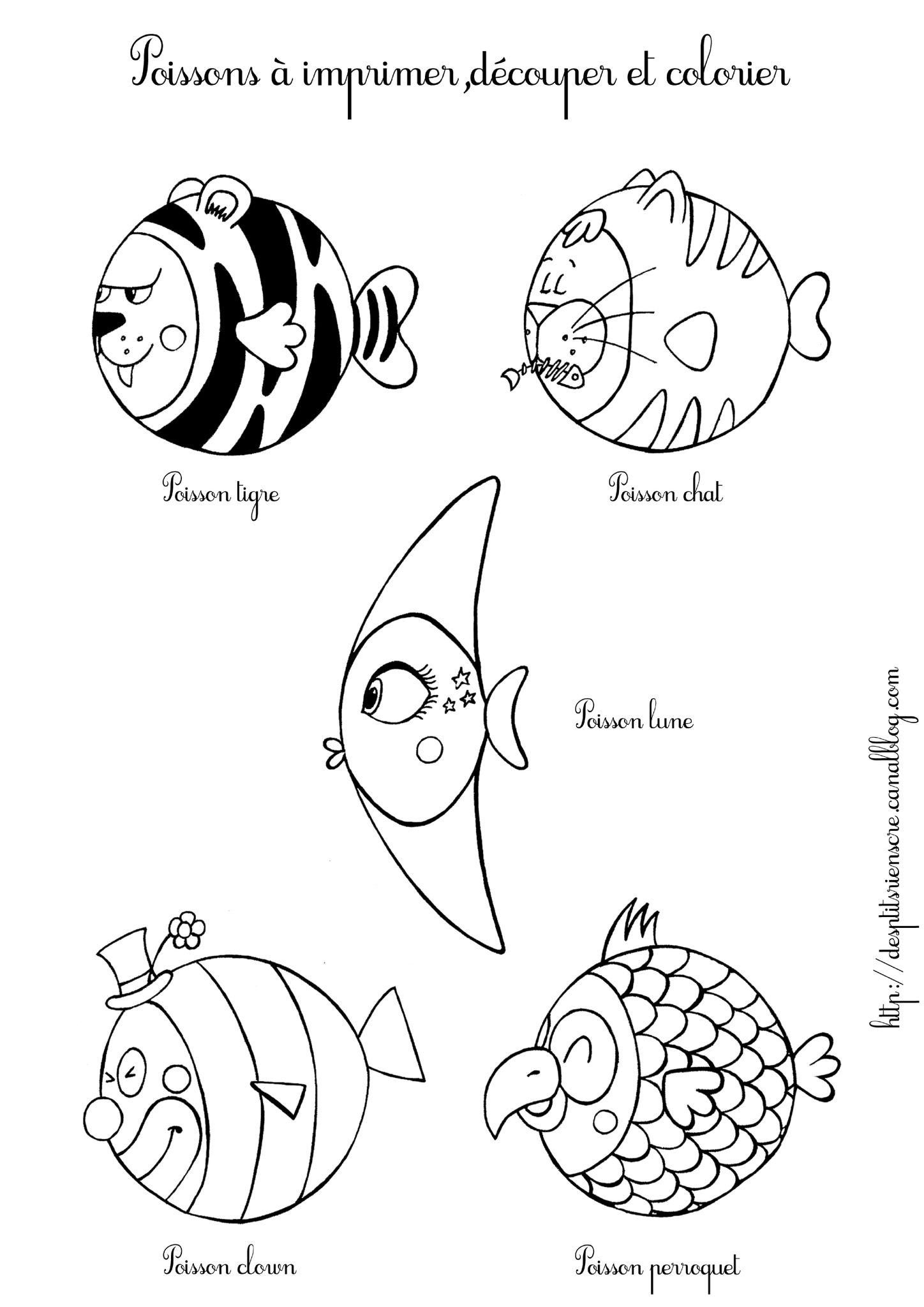 dessin à colorier poisson avril gratuit