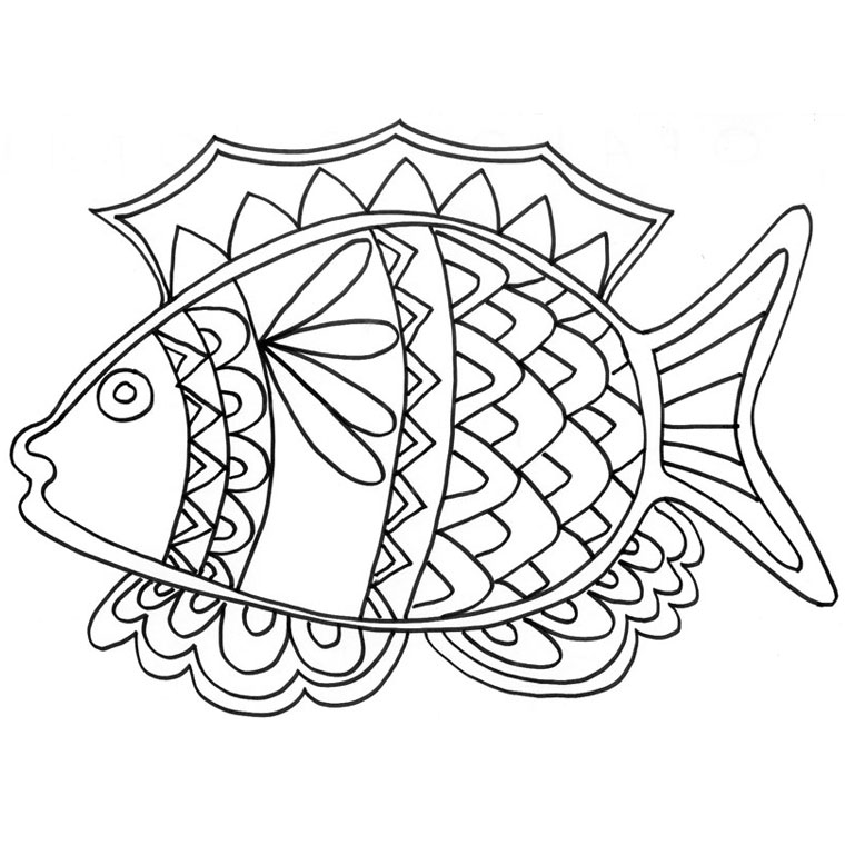 coloriage à dessiner poisson rouge imprimer