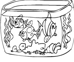 coloriage à dessiner poisson rouge dans son bocal