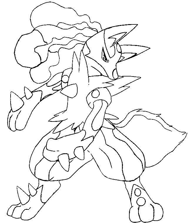 coloriage à dessiner pokemon lucario mega evolution