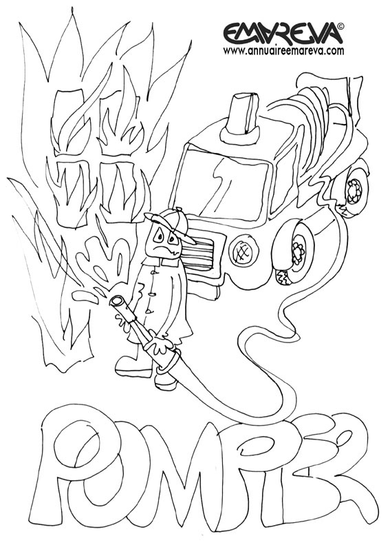13 dessins de coloriage Pompier Feu à imprimer coloriage pompier feu