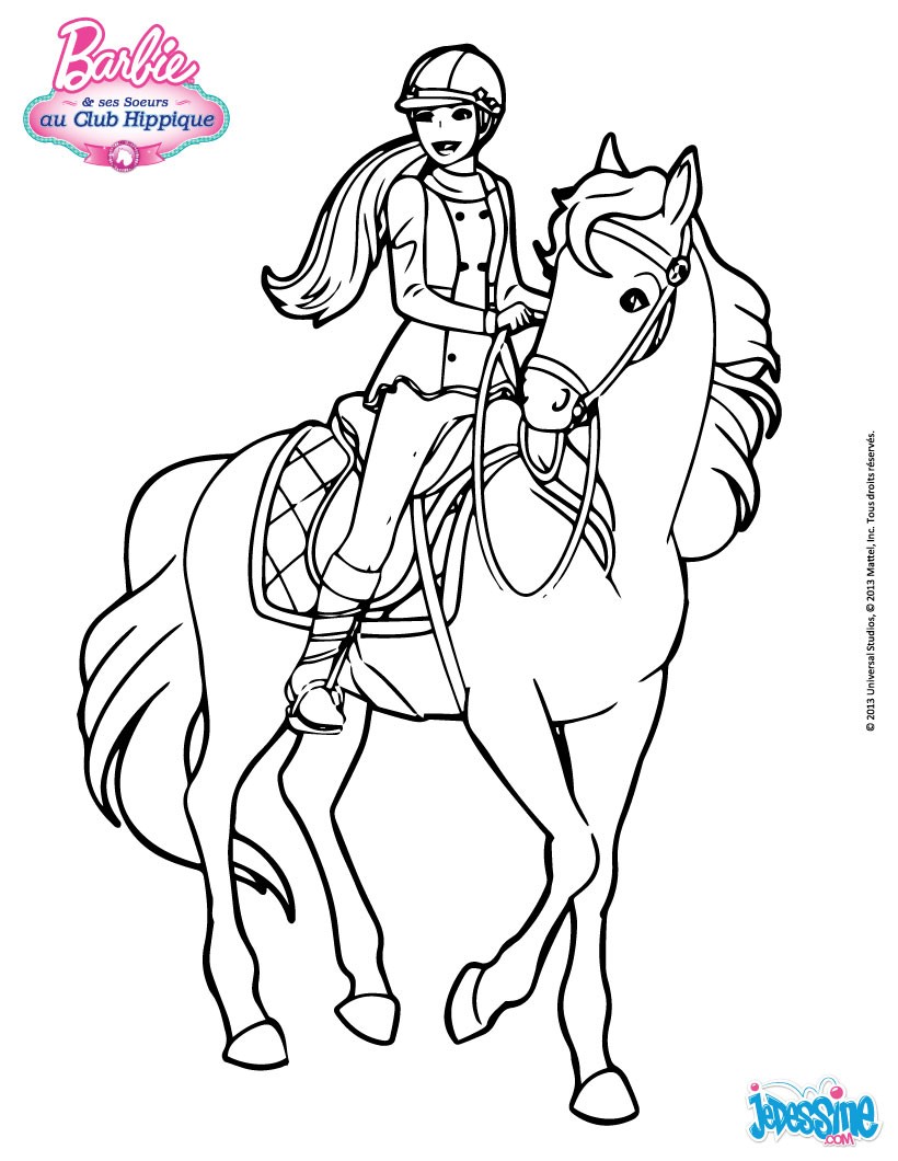 Retour Au Début Coloriage Barbie à Cheval