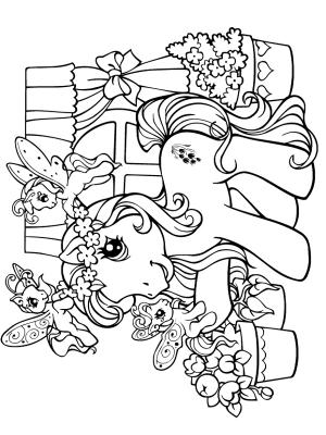 dessin à colorier poney et licorne