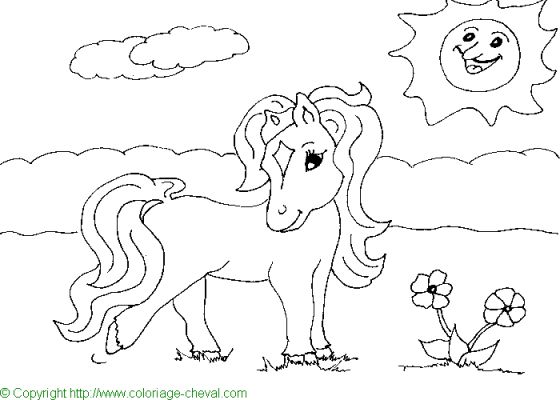 coloriage à dessiner poney hugolescargot