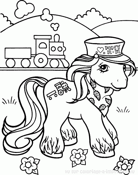 coloriage à dessiner poney et princesse