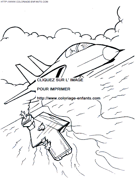 dessin à colorier d'un porte avion