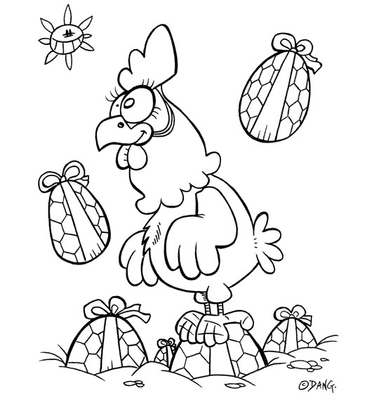 20 dessins de coloriage Poule De Paques à imprimer