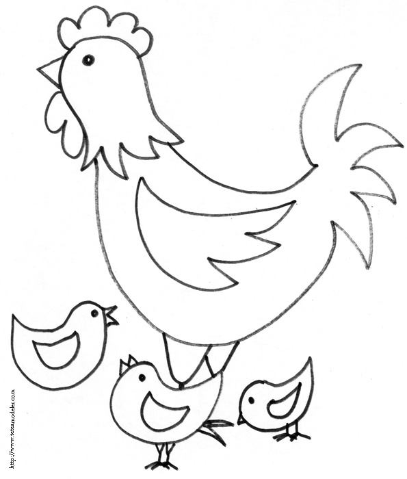 coloriage à dessiner poule qui picore