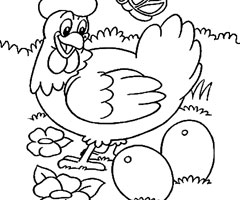 dessin à colorier poule imprimer gratuit