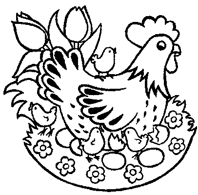 dessin à colorier d'une poule de pÃ¢ques
