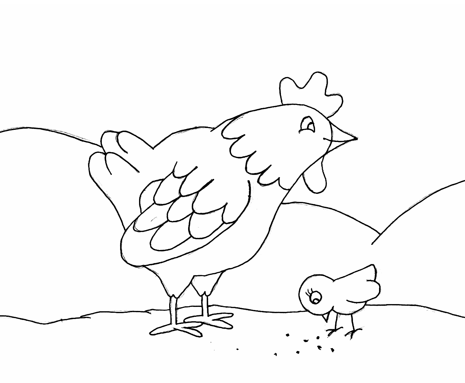 coloriage une poule sur un mur