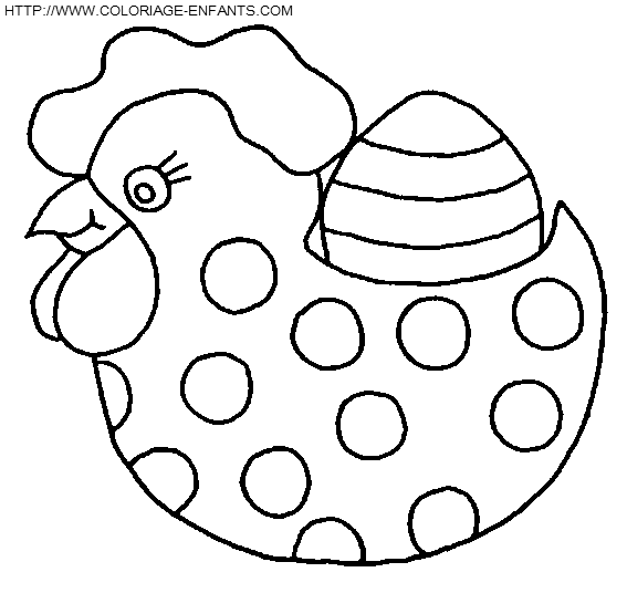 dessin  colorier poule et poussins