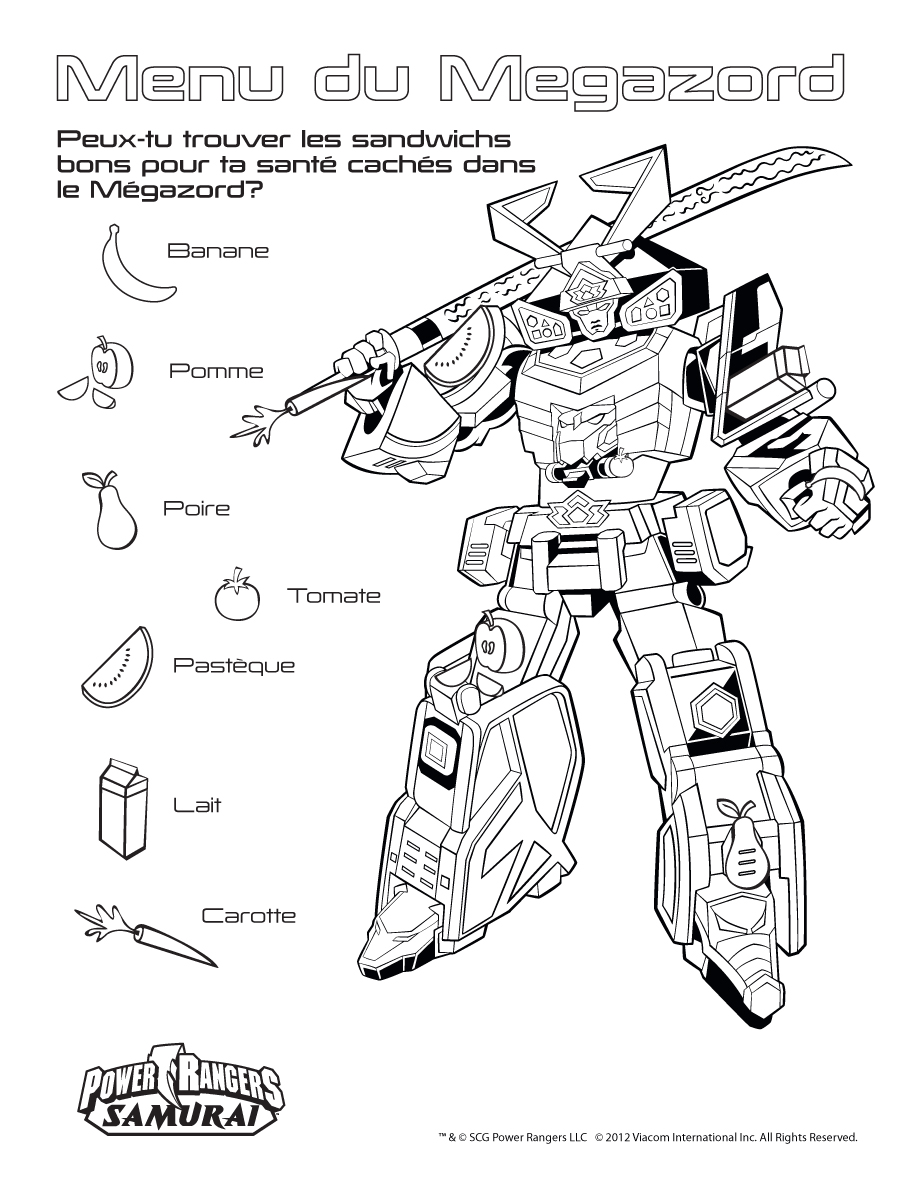 coloriage power rangers megazord