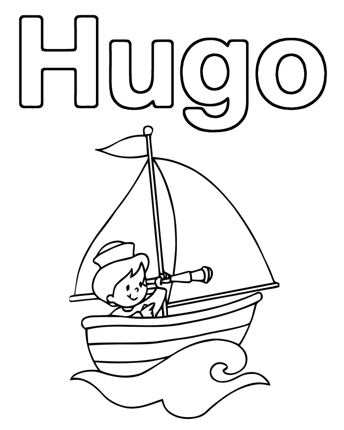 19 dessins de coloriage Prénom Hugo L'escargot à imprimer