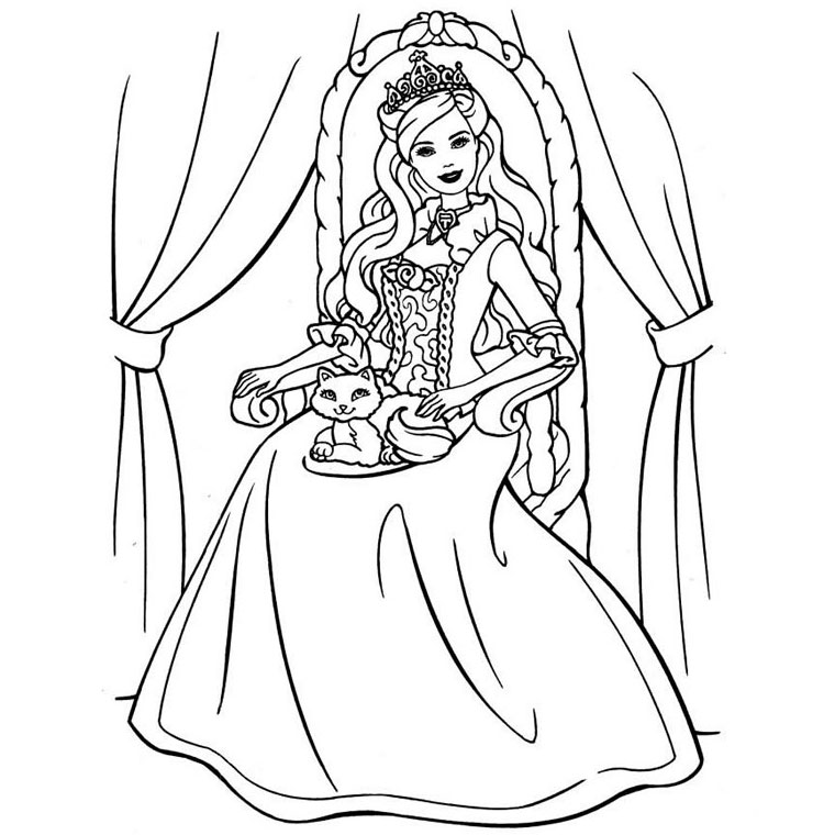 dessin à colorier princesse barbie imprimer