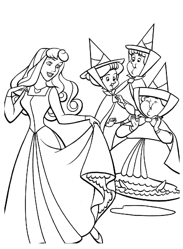 coloriage à dessiner princesse belle au bois dormant à imprimer